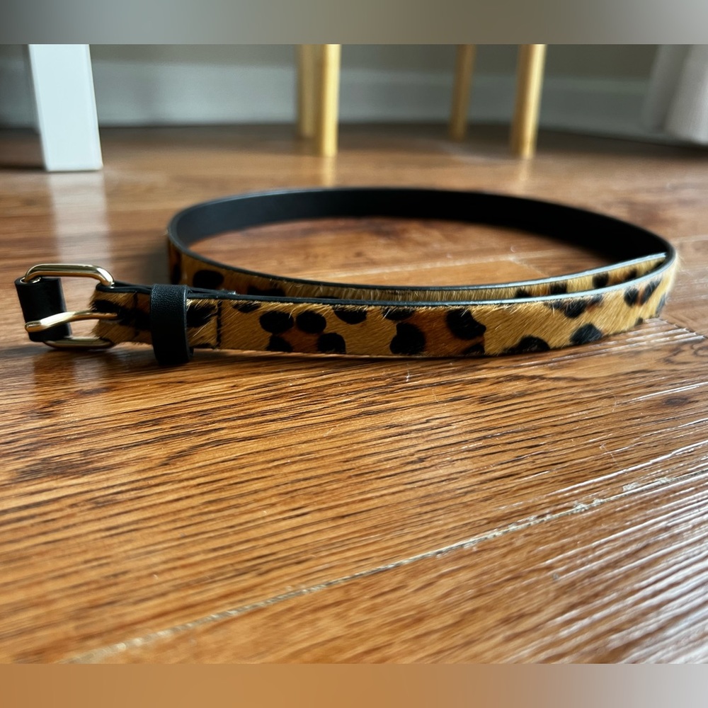 The Limited Small Leopard Print Haircalf Leather Belt